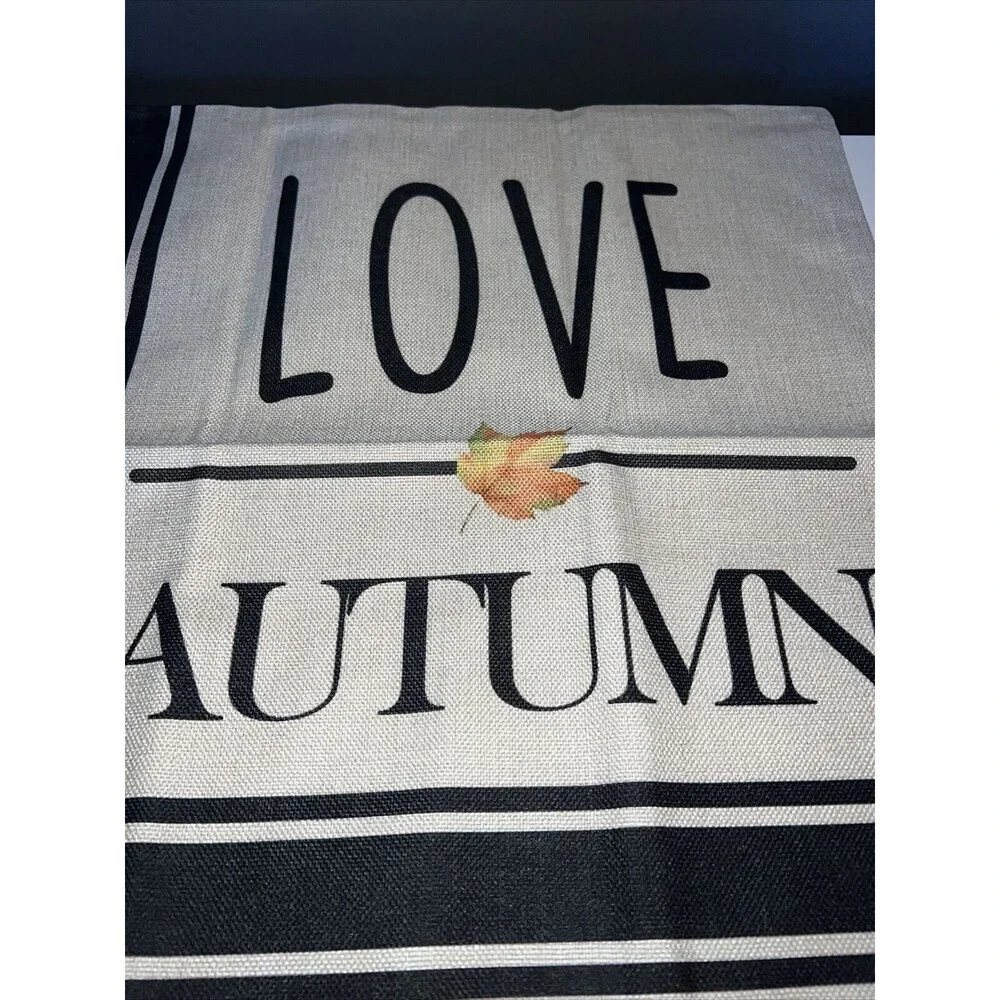 Love Autumn Sofa Pillow Cover Case 17” Neutral Color Zip Closure Home Fall Decor